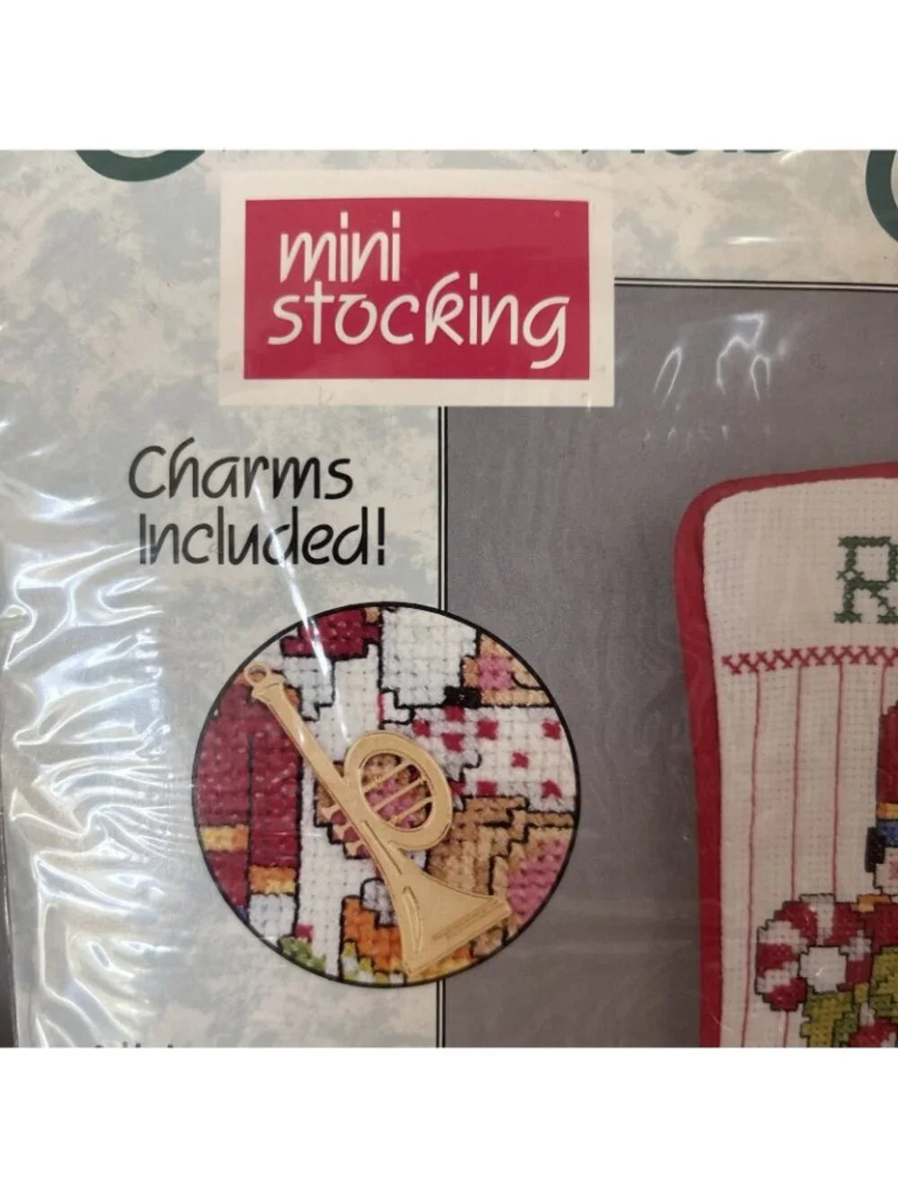 Christmas Stocking Kit Cross Stitch Holiday Pal Personalize 24k Charm Needleform